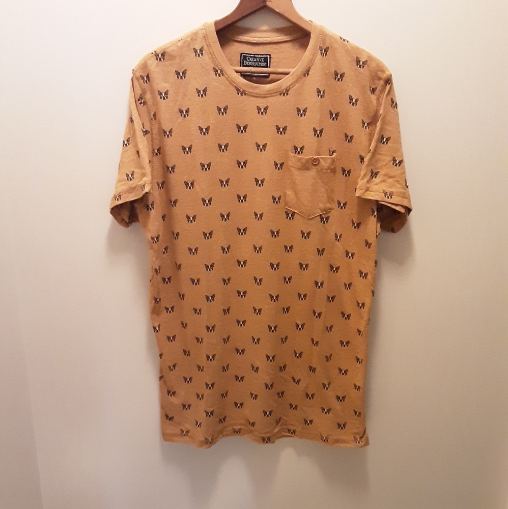 Brownish Dog T-shirt XL Boston Terrier Pocket